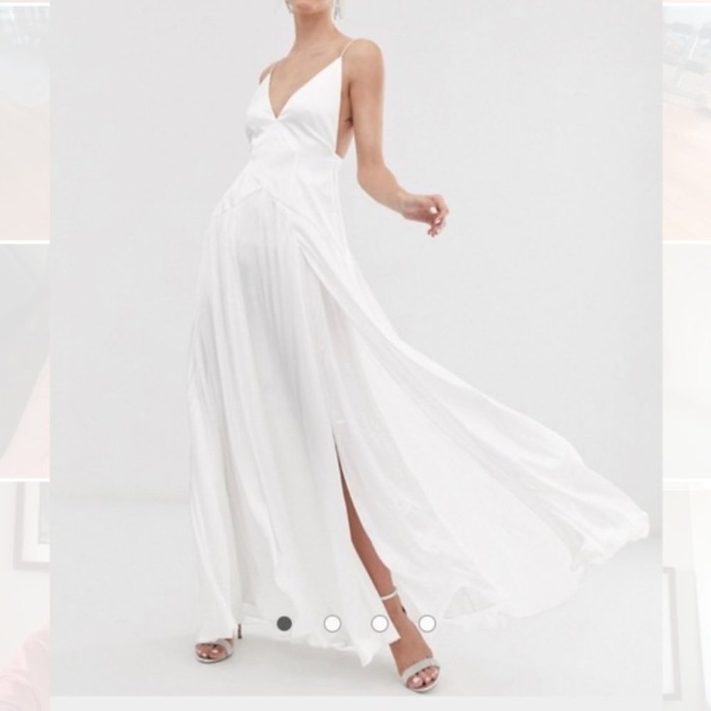 new ASOS double slit satin wedding dress us 4